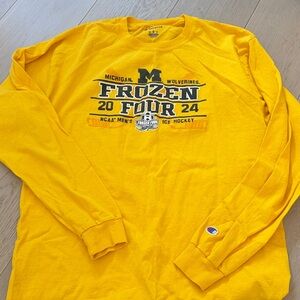 Champion FROZEN FOUR HOCKEY Men's Bright Yellow Long Sleeve Tee